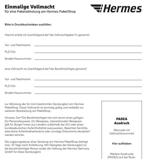 vollmacht hermes vorlage pdf